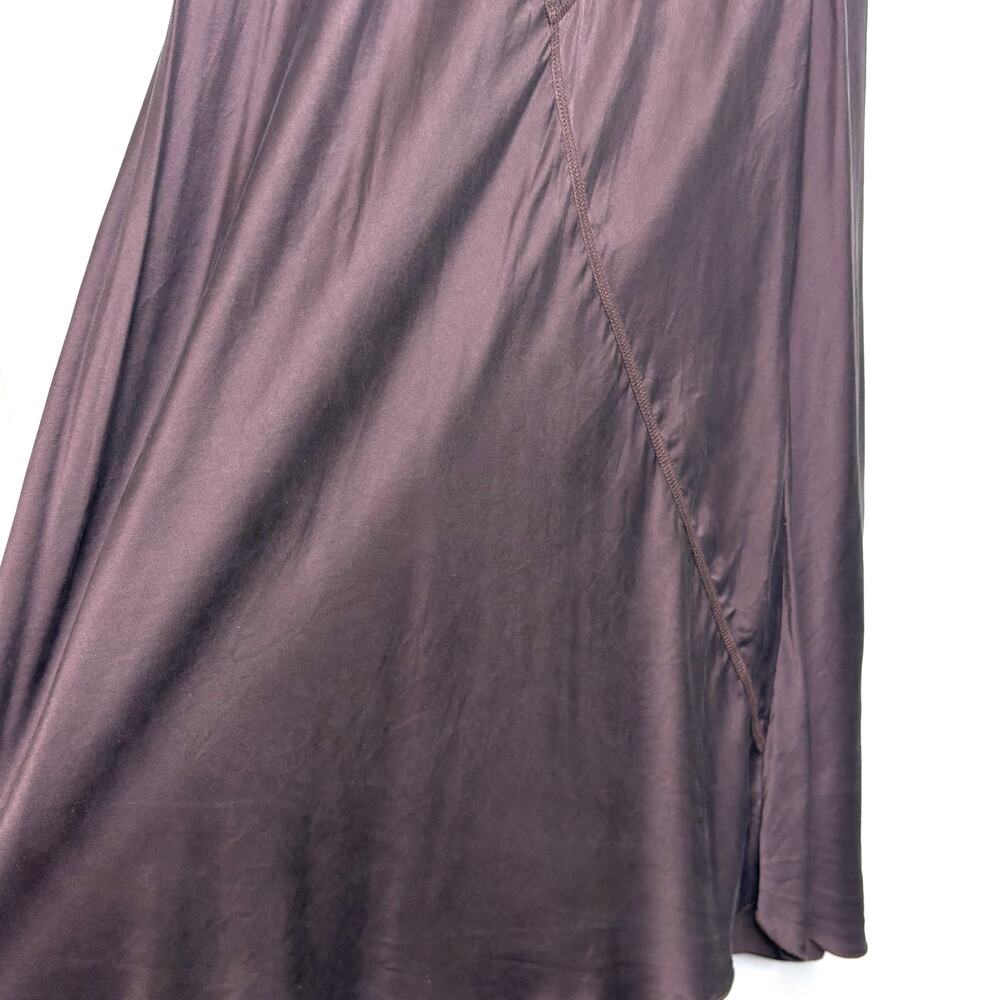 ATM Melillo Brown Satin Silk Bias Cut Midi Skirt M - Picture 12 of 12